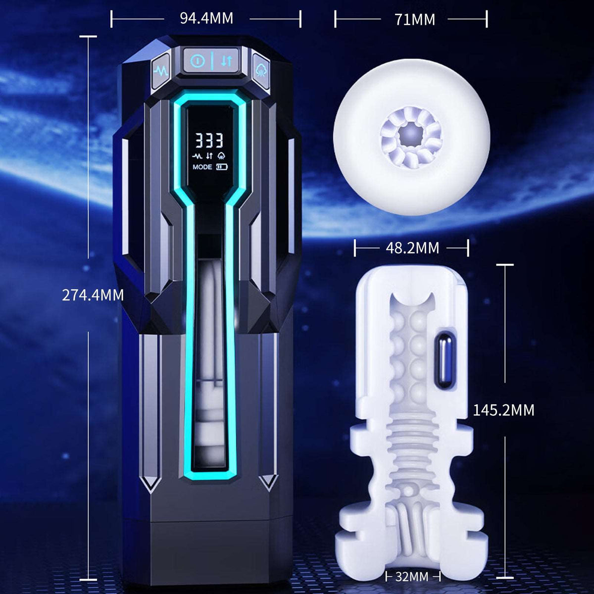 3-in-1 Telescopic Sucking Vibrating Deepthroat Male Masturbator