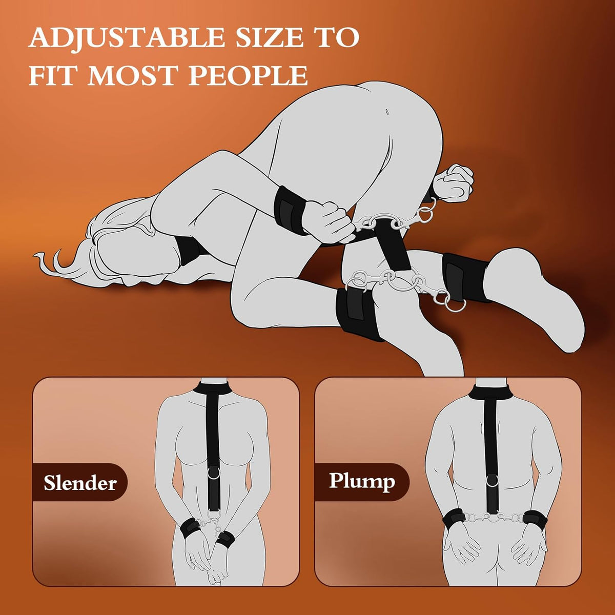 BDSM Kit Neck to Wrist Behind Back Collar Restraints Adjustable Set SM Play