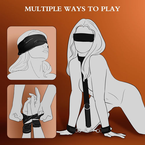 BDSM Kit Neck to Wrist Behind Back Collar Restraints Adjustable Set SM Play