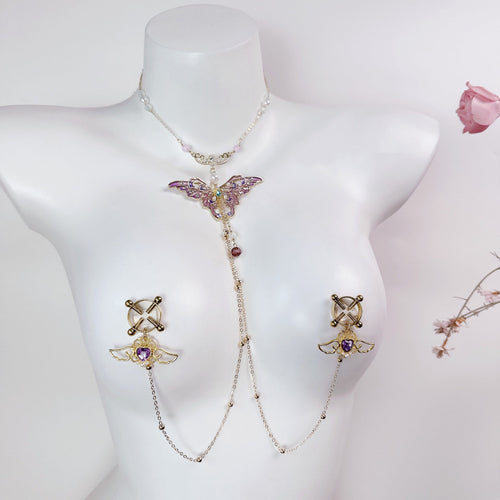Butterfly Collar & Nipple Clamp Chain Suit