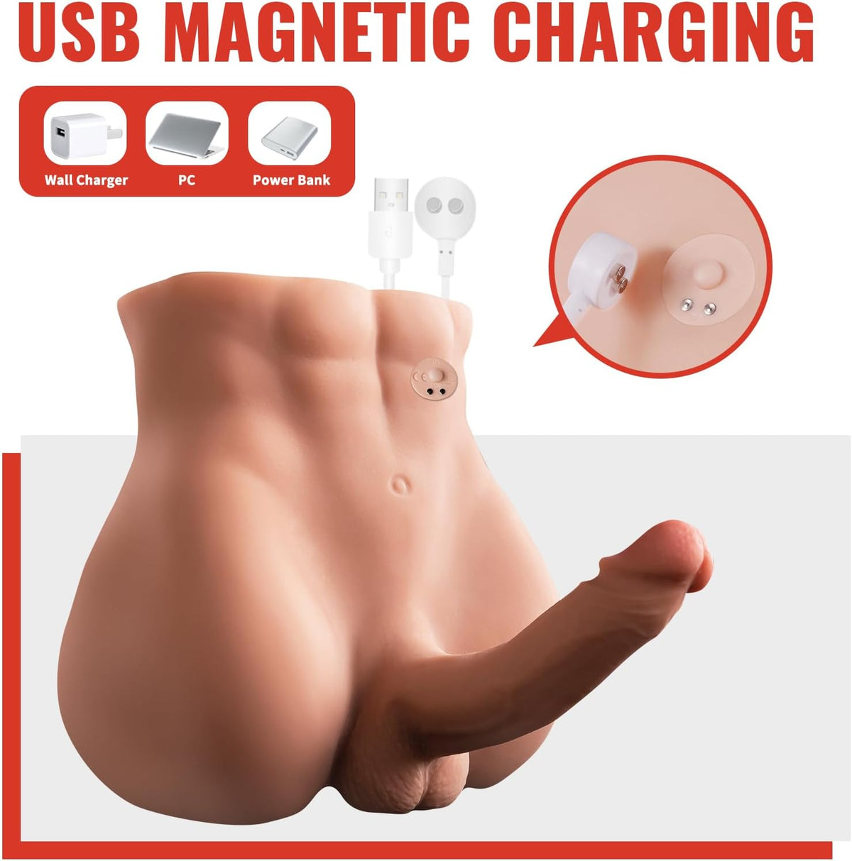 11.46Lb Realistic Male Torso Sex Doll With Thrusting Dildo & Anus