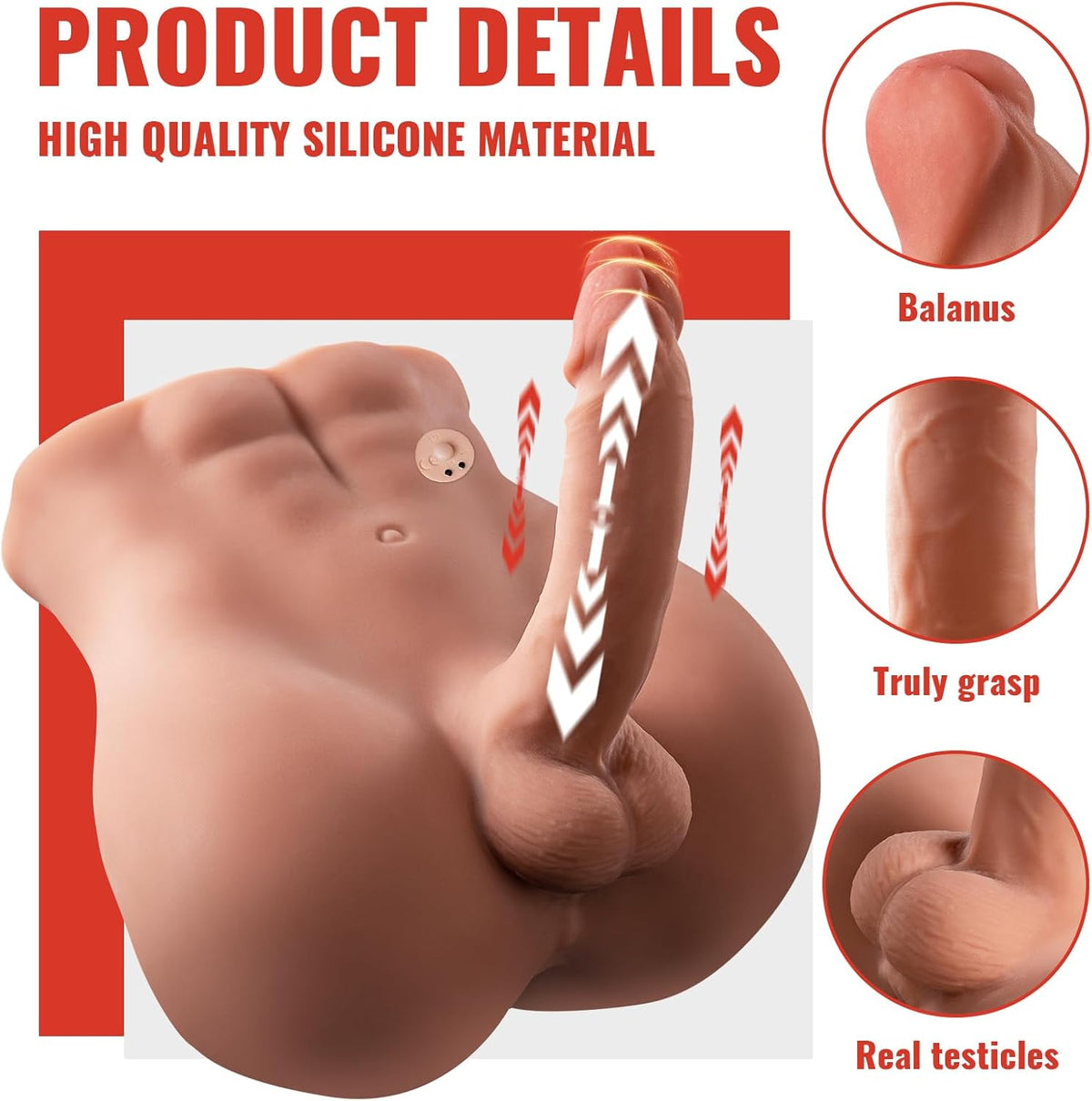 11.46Lb Realistic Male Torso Sex Doll With Thrusting Dildo & Anus