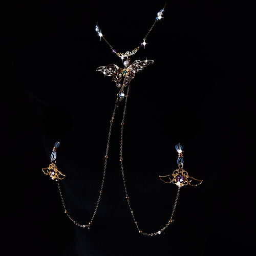 Butterfly Collar & Nipple Clamp Chain Suit