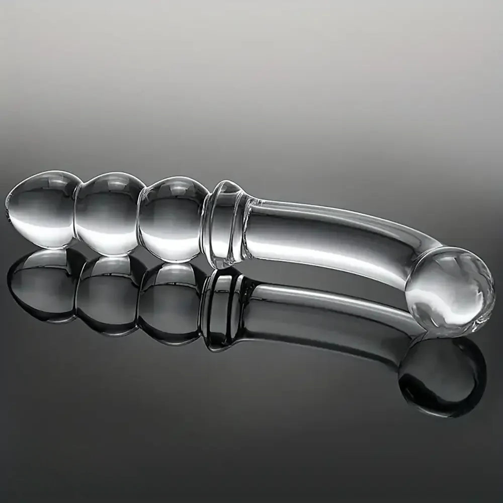 6.89in Double Headed Glass Dildo For Enhanced Pleasure With Beads