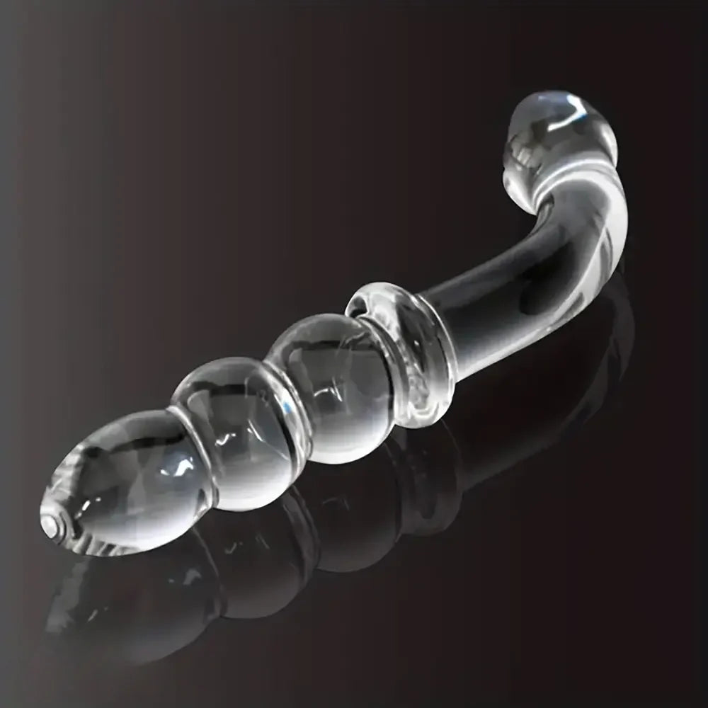 6.89in Double Headed Glass Dildo For Enhanced Pleasure With Beads