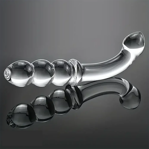 6.89in Double Headed Glass Dildo For Enhanced Pleasure With Beads