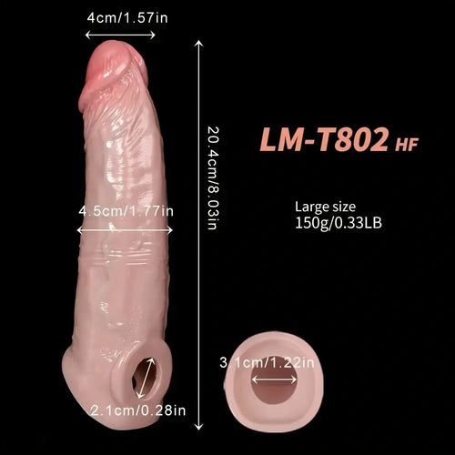 6.8in 8.03in Silicone Soft Cock Dildo Sleeve With Cock Ring For Cock Enlarge