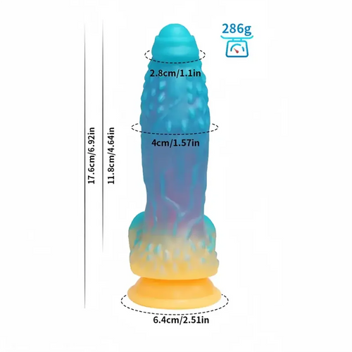 6.92in Glow-in-the-Dark Realistic Silicone Soft Uncut Colorful Dildo