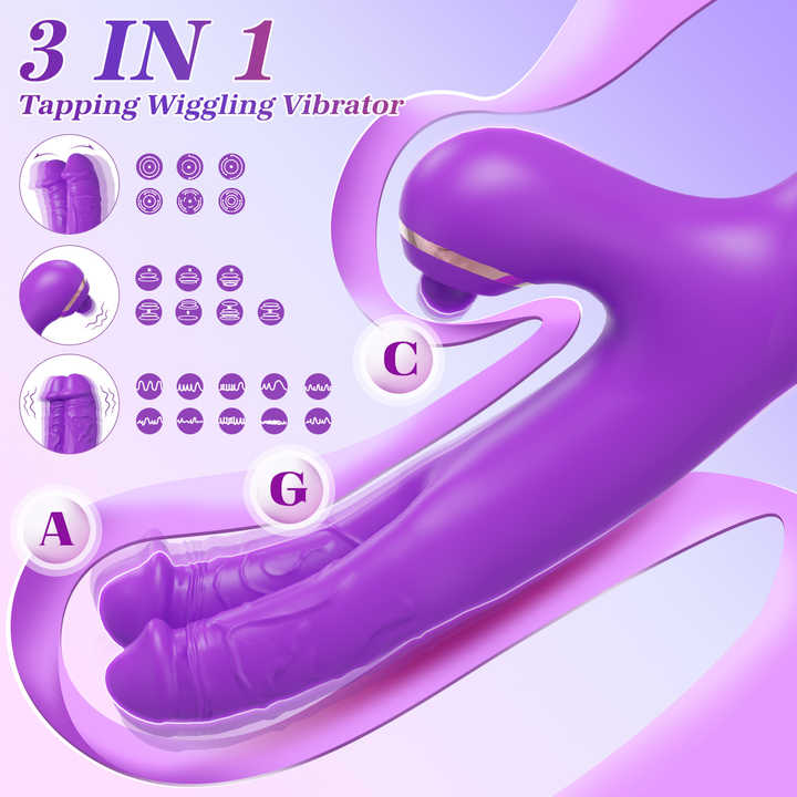3 In 1 Clitoris Tapping Wiggling G Spot Dildo Vibrator