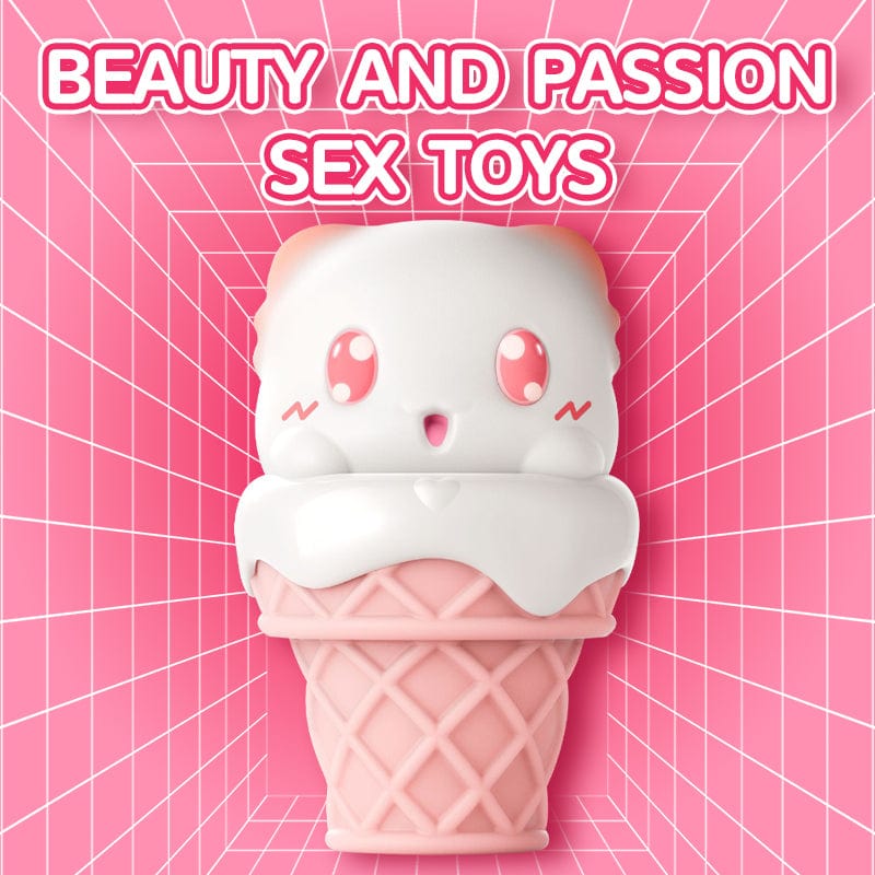 Peachy Bunny Ice Cream Cone Clitoral Suction Heating Vibrator