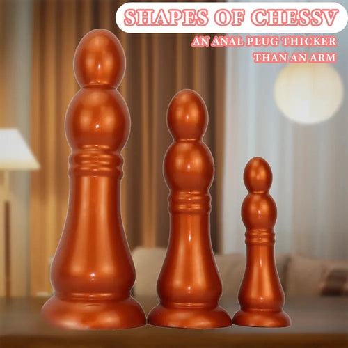 7.04in 9.84in 12.79in Chess Shape Thick Anal Plug Dildo Vaginal Masturbator
