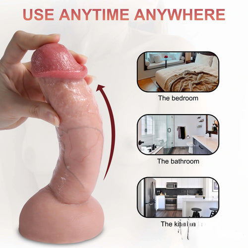 7.08in 7.87in 8.46in Flesh Real Skin Dildo With Blue Veins