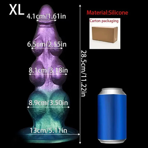 7.08in 8.26in 9.44in 11.22in Knot Silicone Fantasy Dildo Soft Anal Stimulator