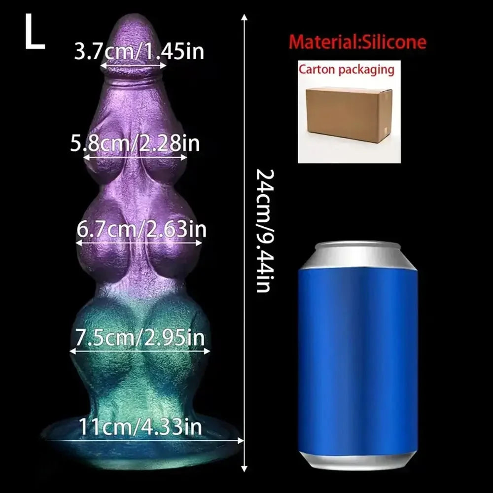 7.08in 8.26in 9.44in 11.22in Knot Silicone Fantasy Dildo Soft Anal Stimulator