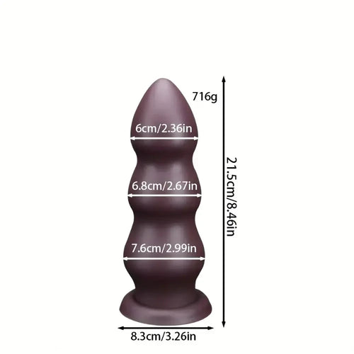 7.08in 8.46in 10.23in 12.2in Chocolate-Colored Silicone Anal Soft Smooth Dildo