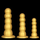 7.08in 9.05in 10.62in Gold Silicone Soft Five-Bead Pull-Bead Butt Plug Dildo