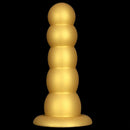 7.08in 9.05in 10.62in Gold Silicone Soft Five-Bead Pull-Bead Butt Plug Dildo