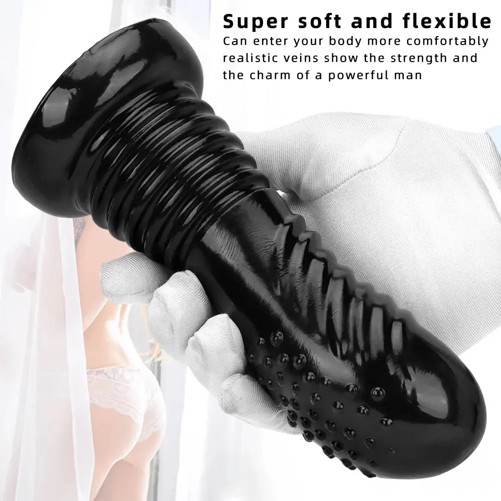 7.08in Fantasy Black Spiked Thick Dildo For Anal Vaginal Expansion
