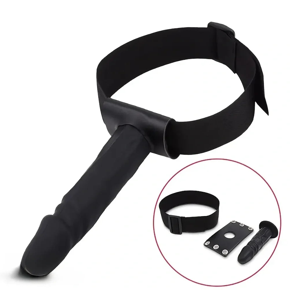 7.08in Wearable Bondage Training Mouth Face Gag Dildo For BDSM Gear