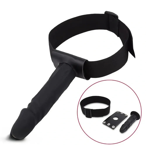 7.08in Wearable Bondage Training Mouth Face Gag Dildo For BDSM Gear
