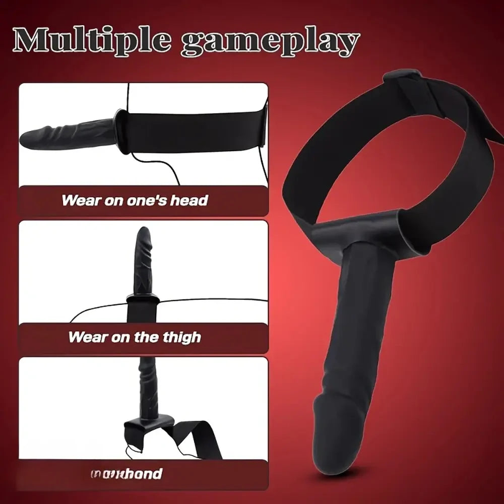 7.08in Wearable Bondage Training Mouth Face Gag Dildo For BDSM Gear