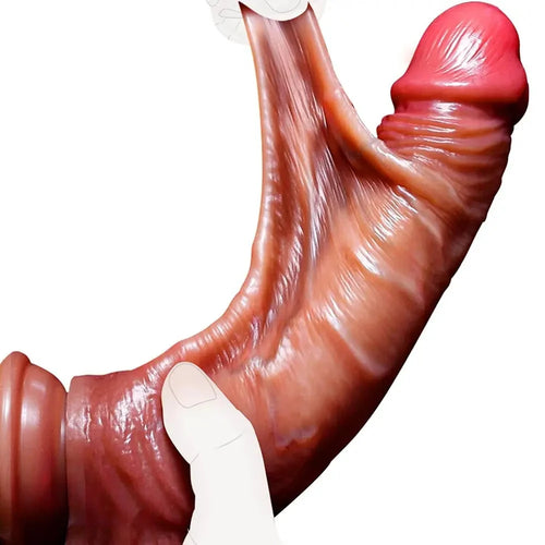 7.09in 8.46in 10.6in Slinky Foreskin Uncut Silicone Soft Sliding Skin Dildo