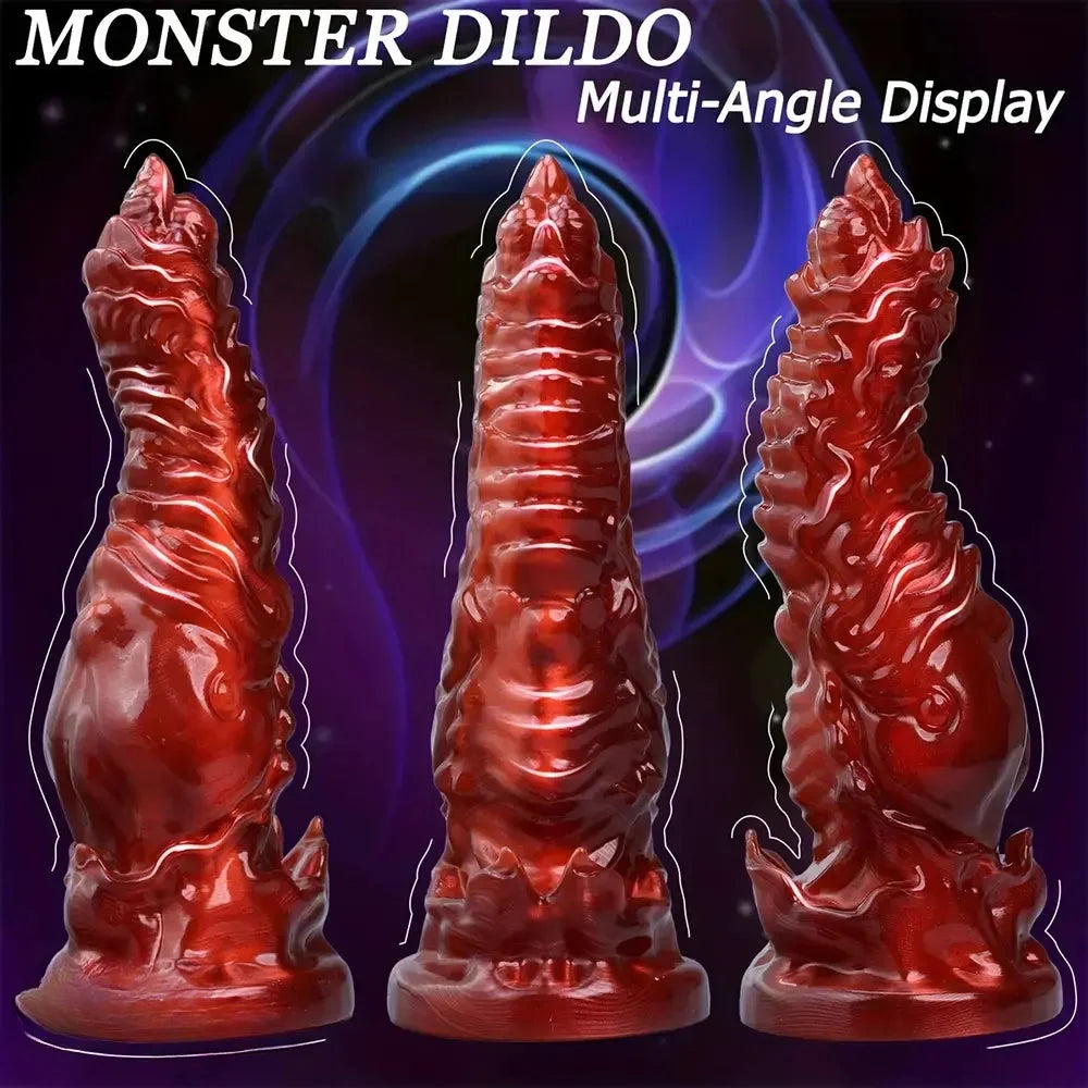 7.09in 9.06in O-ring Flexible Touch Simulation Monster Silicone Soft Odd Dildo