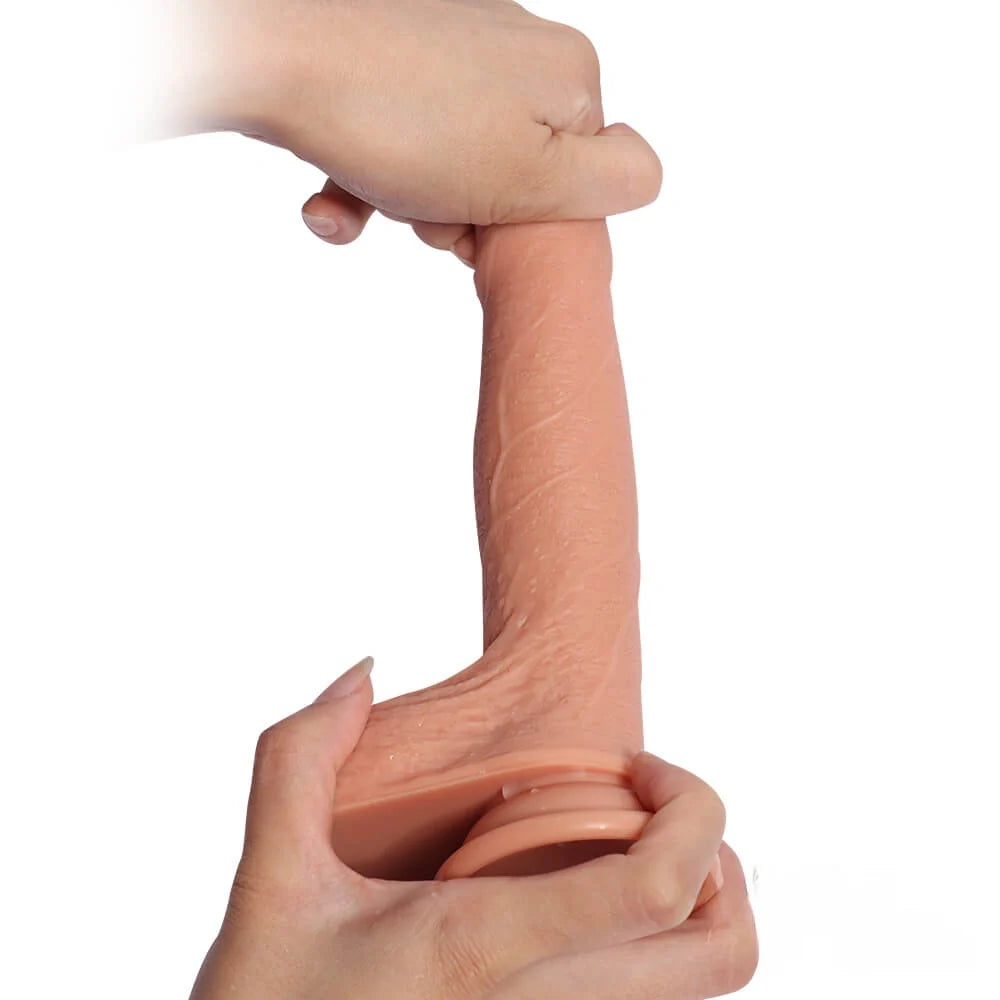 7.09in Double Layer Silicone Realistic Uncut Dildo For Women