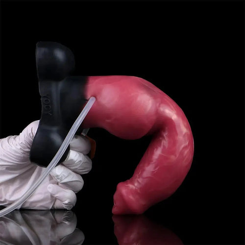 7.24in 9.21in Ejaculating Inflatable Dog Knot Silicone Soft Penis Dildo