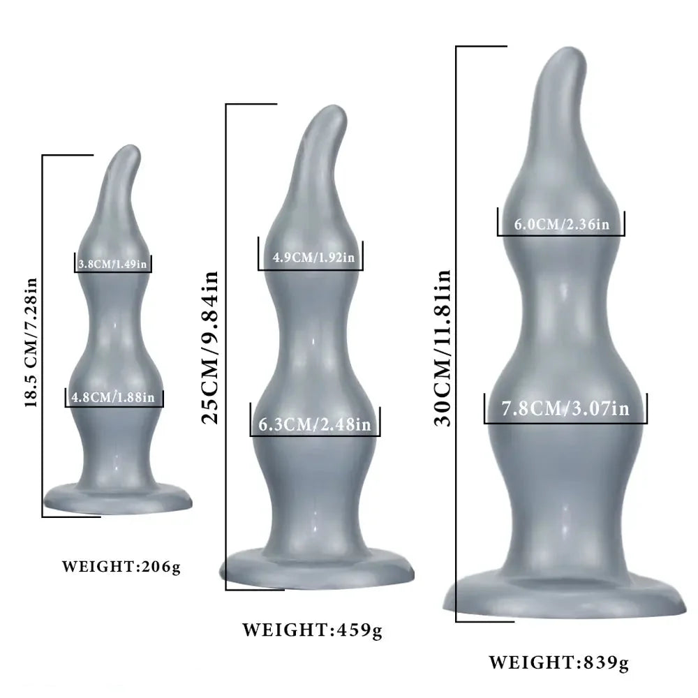 7.28in 9.84in 11.81in Silicone Soft Anal Plug Dildo Clitoris Vaginal Masturbator