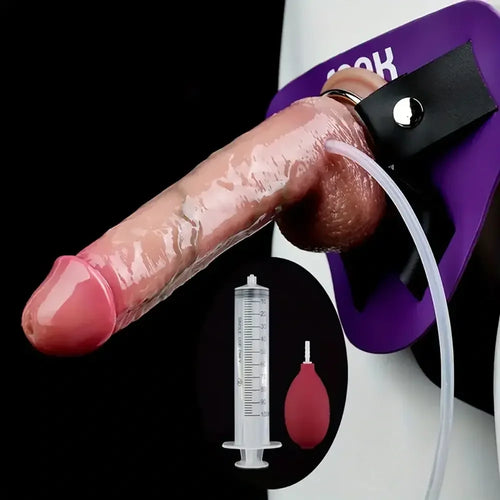 7.28in Soft Real Skin Silicone G Spot Squirting Strapon Dildo For Women
