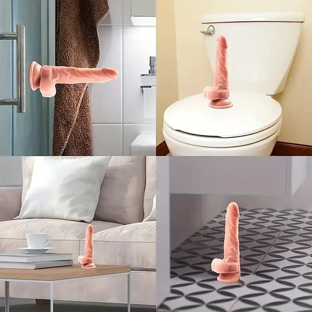 7.2in Premium Realistic Dildo With Lifelike Testicle For G Spot Sex