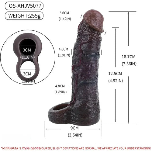 7.36in Vibrating Dildo Sleeve Friendly Flexible Rooster Veins Dildo Sleeve