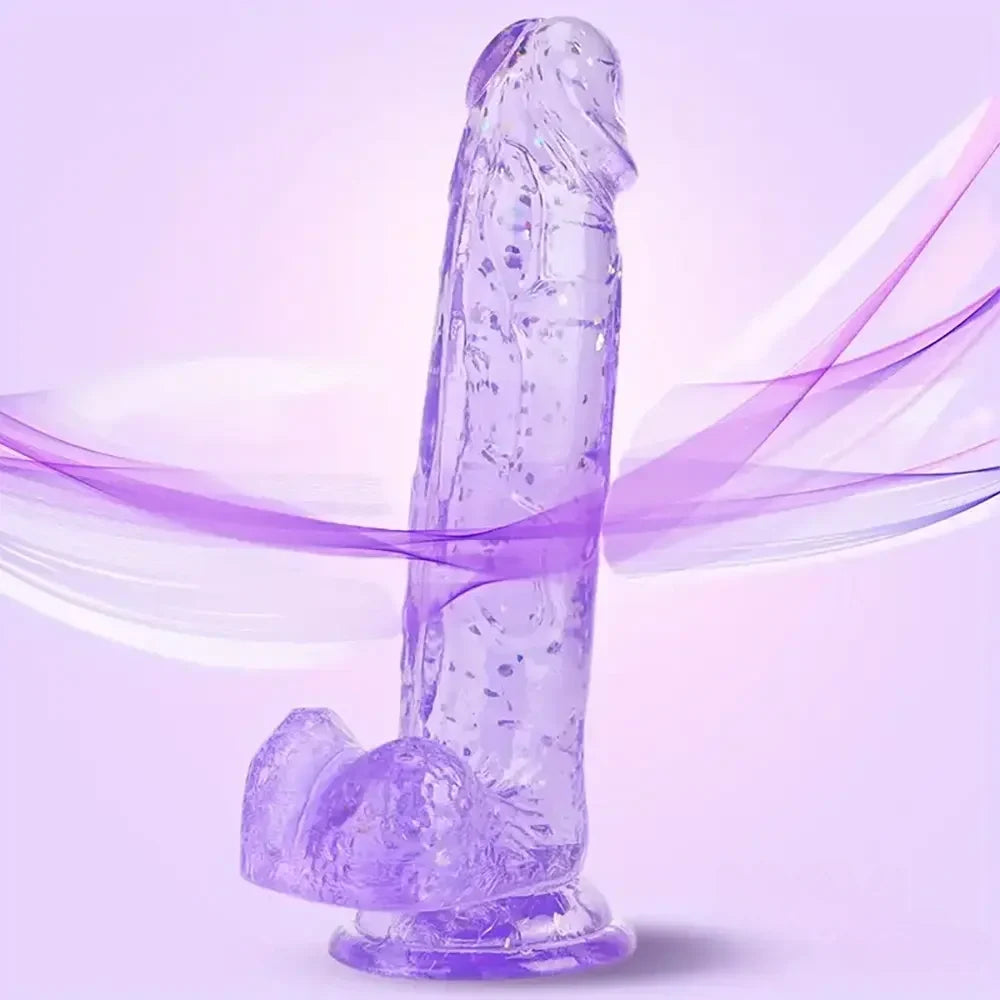 7.3in 7.9in Medical TPE Confetti Clear Dildo For Beginner Sex