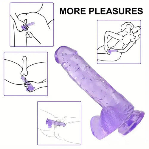 7.3in 7.9in Medical TPE Confetti Clear Dildo For Beginner Sex