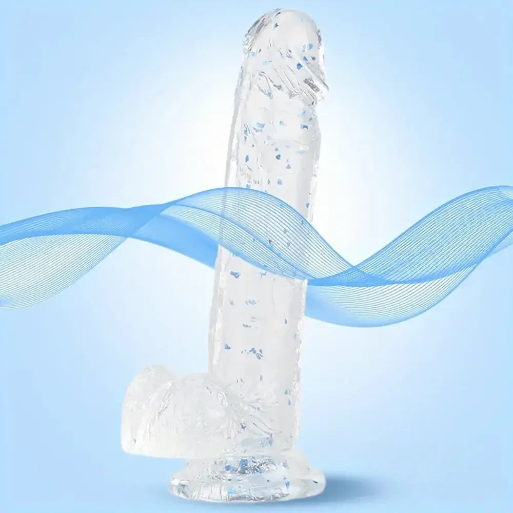 7.3in 7.9in Medical TPE Confetti Clear Dildo For Beginner Sex
