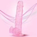 7.3in 7.9in Medical TPE Confetti Clear Dildo For Beginner Sex