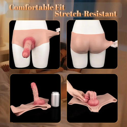 7.44in Hollow Penis Dildo Sleeve Silicone Soft Pants Adult Toy For Women