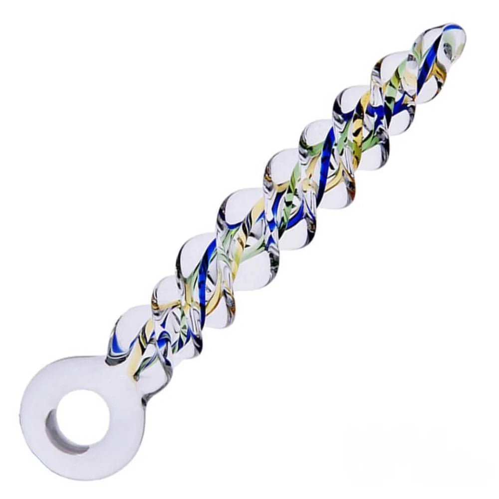 7.48″ Curved Spiral Body Safe Glass Dildo For Anus Vagina