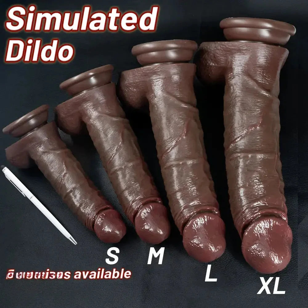 7.48in 8.46in 10.03in 11.22in Real Curved Silicone Strap on Dildo Love Toy