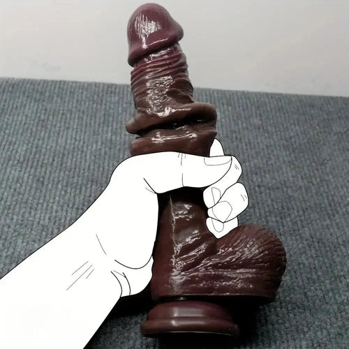 7.48in 8.66in Realistic Lifelike Liquid Silicone Sliding Skin Dildo For Hands-Free