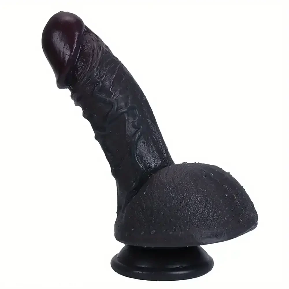7.48in 9.84in Realistic Ebony Silicone Soft Male Dildo With Detailed Veins
