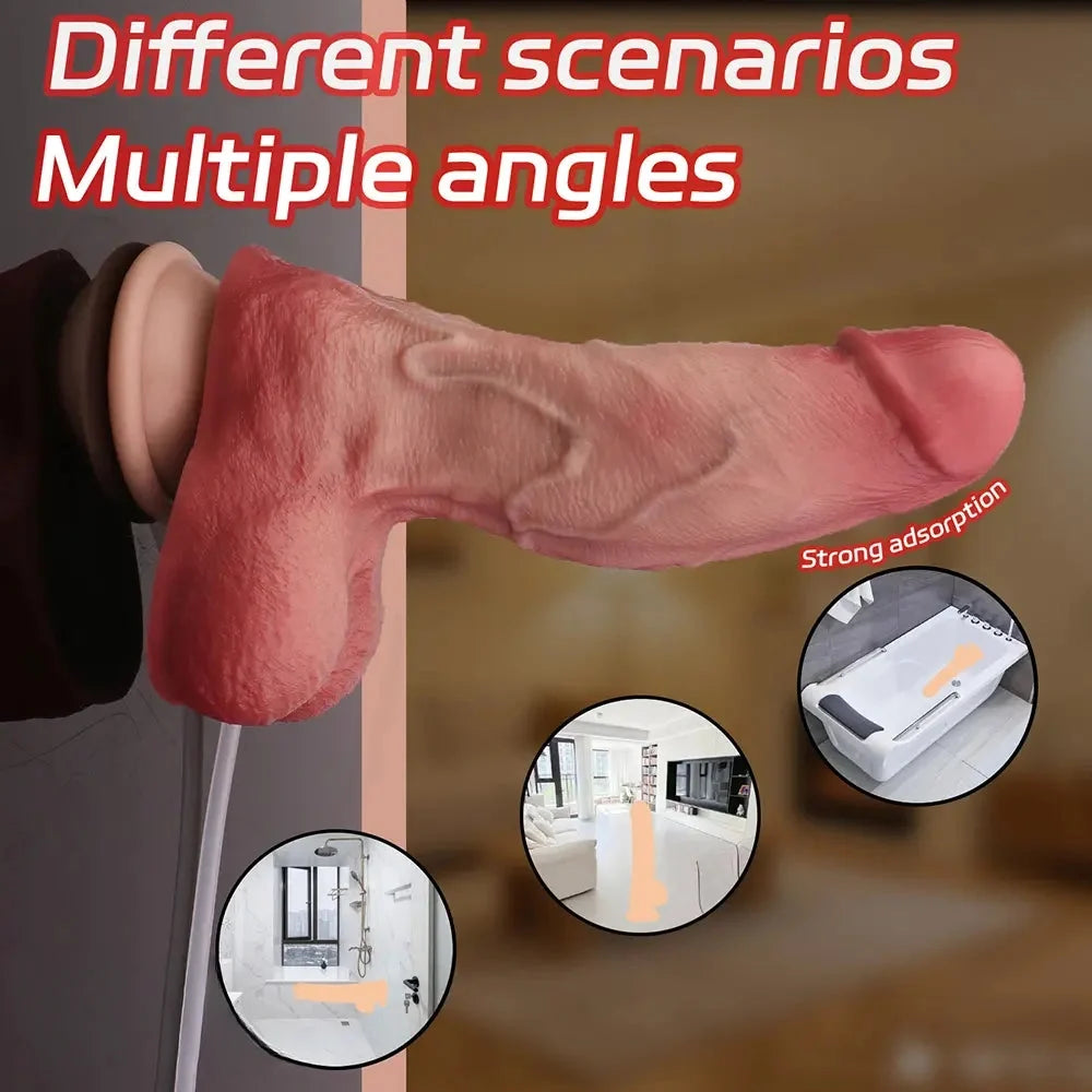 7.48in Dual Density Silicone Ejaculating Dildo Male Female Penis Anal Toy