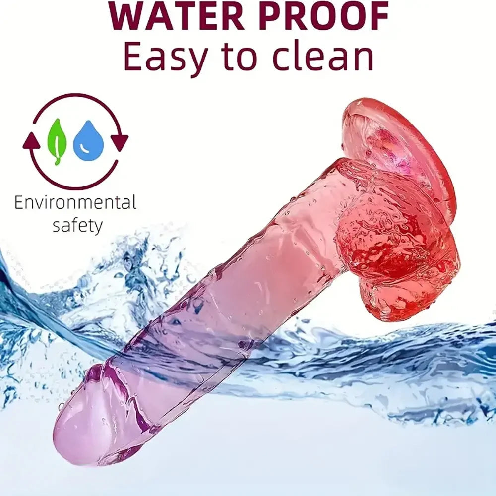 7.48in Gradient Clear Jelly Dildo With Strong Suction Cup For G-spot Sex