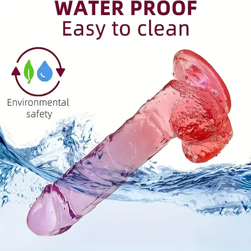 7.48in Gradient Clear Jelly Dildo With Strong Suction Cup For G-spot Sex