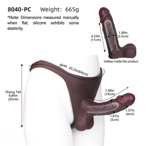 7.48in Hollow Strap on Silicone Soft Dildo Panty For Manual Climax Toy