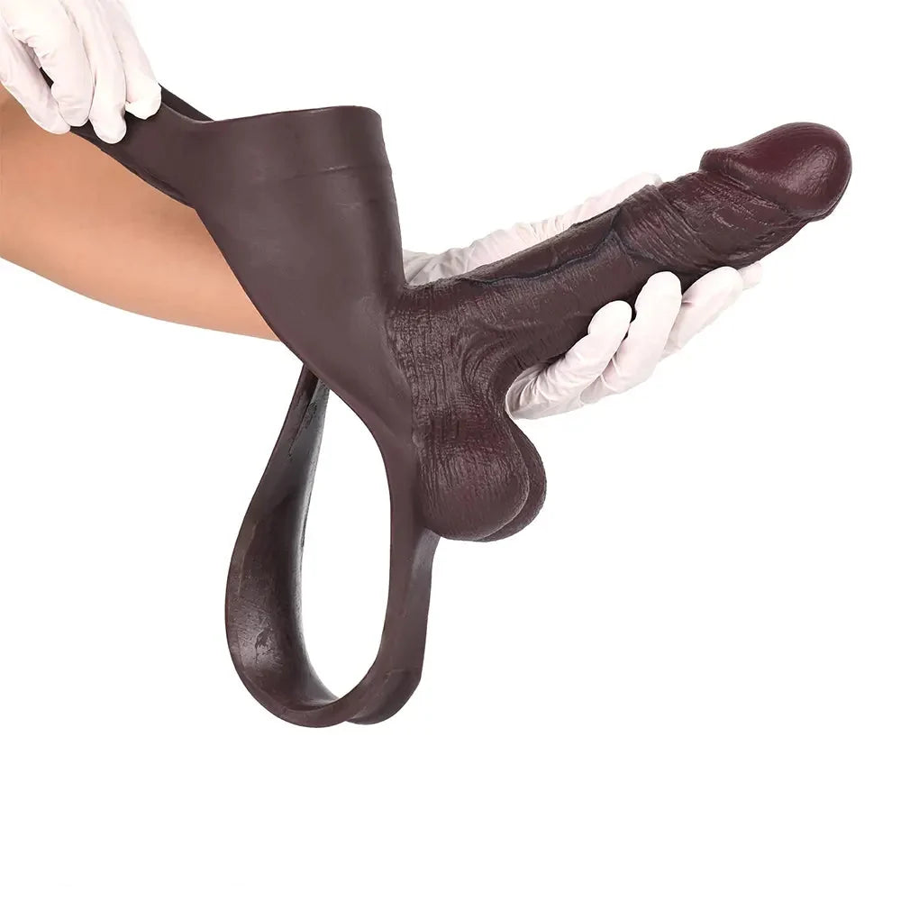 7.48in Hollow Strap on Silicone Soft Dildo Panty For Manual Climax Toy
