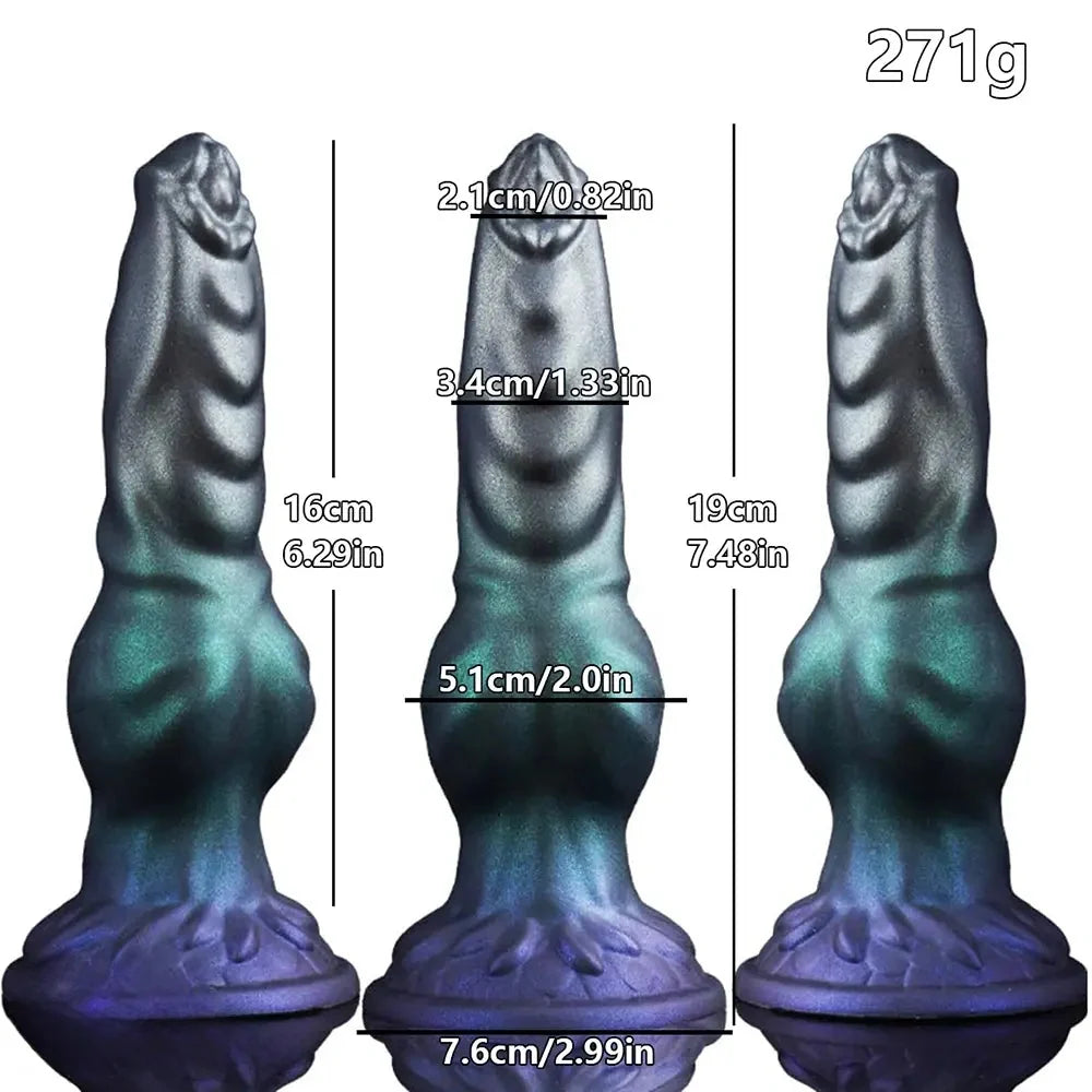 7.48in Strap on Monster Dog Knot Silicone Dildo Vaginal G-spot Cock