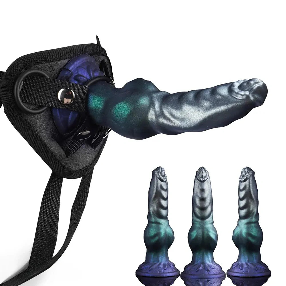 7.48in Strap on Monster Dog Knot Silicone Dildo Vaginal G-spot Cock