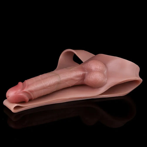 7.48in Wear Hollow Realistic Dildo Pants Silicone Cock Sleeve For Penis